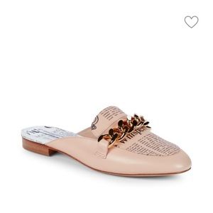 Sold out! John galliano pink newspaper mules loafer gold chain  8 luxuryleather